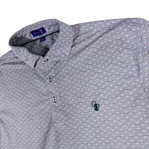 Stitch Calusa Pines Geometric Gray Performance Stretch Golf Polo Shirt Large